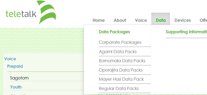 Teletalk Data Pack Menu